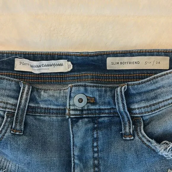 Pilcro Anthropologie distressed patchwork boyfriend denim shorts 28 boho western - Picture 4 of 7
